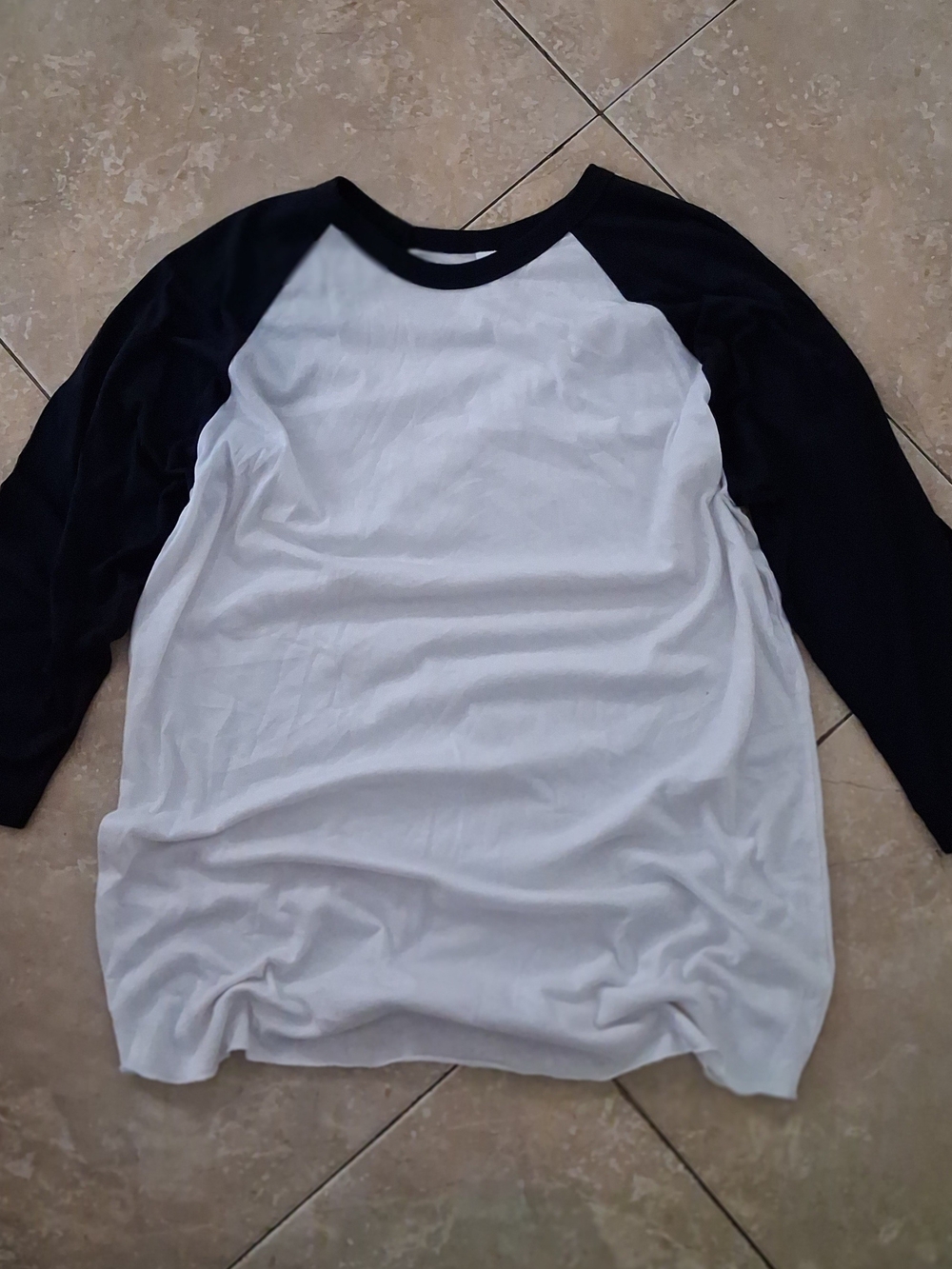 Los Angeles Apparel Black & White Raglan 3/4 Sleeve Tee